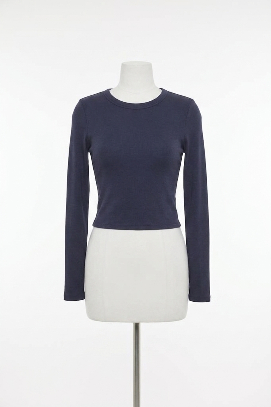 NEW ENZA COSTA supima cotton new classic long sleeve tee in dark navy